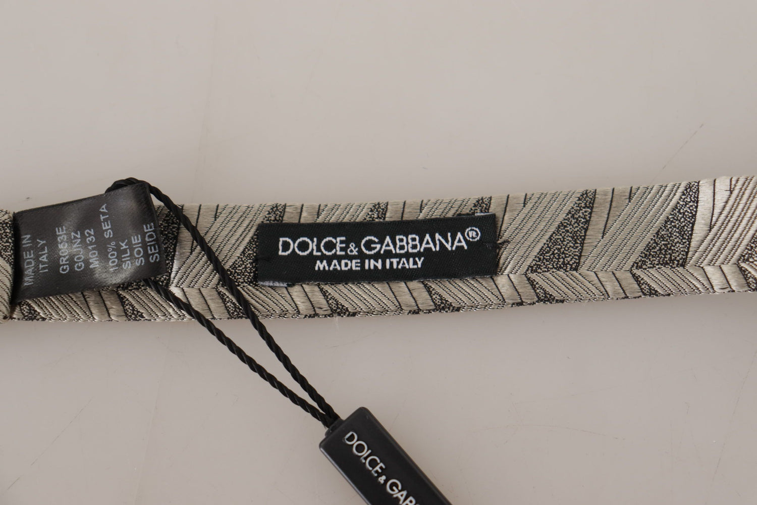 Dolce &amp; Gabbana Gray 100% Silk Adjustable Neck Papillon Bow Tie