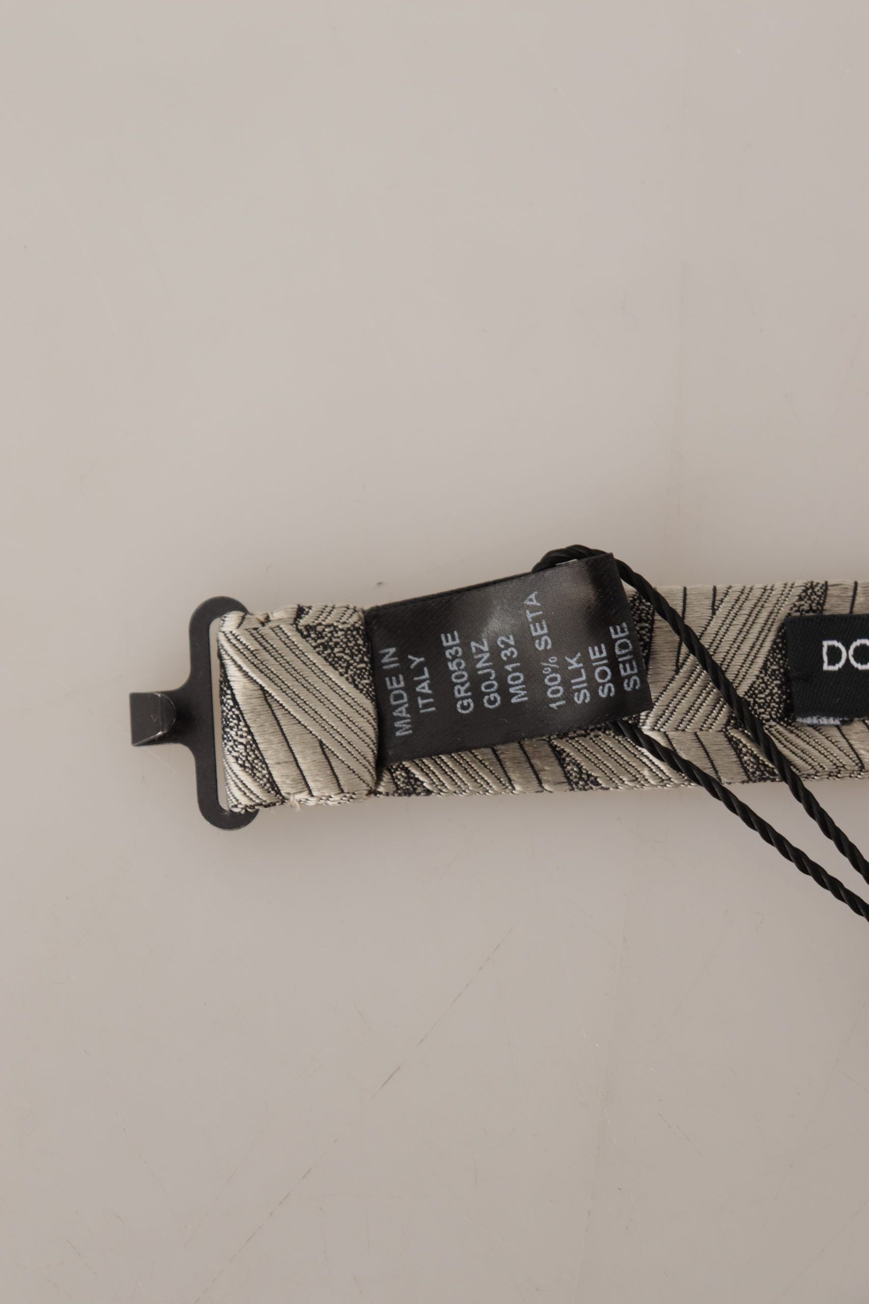 Dolce &amp; Gabbana Gray 100% Silk Adjustable Neck Papillon Bow Tie