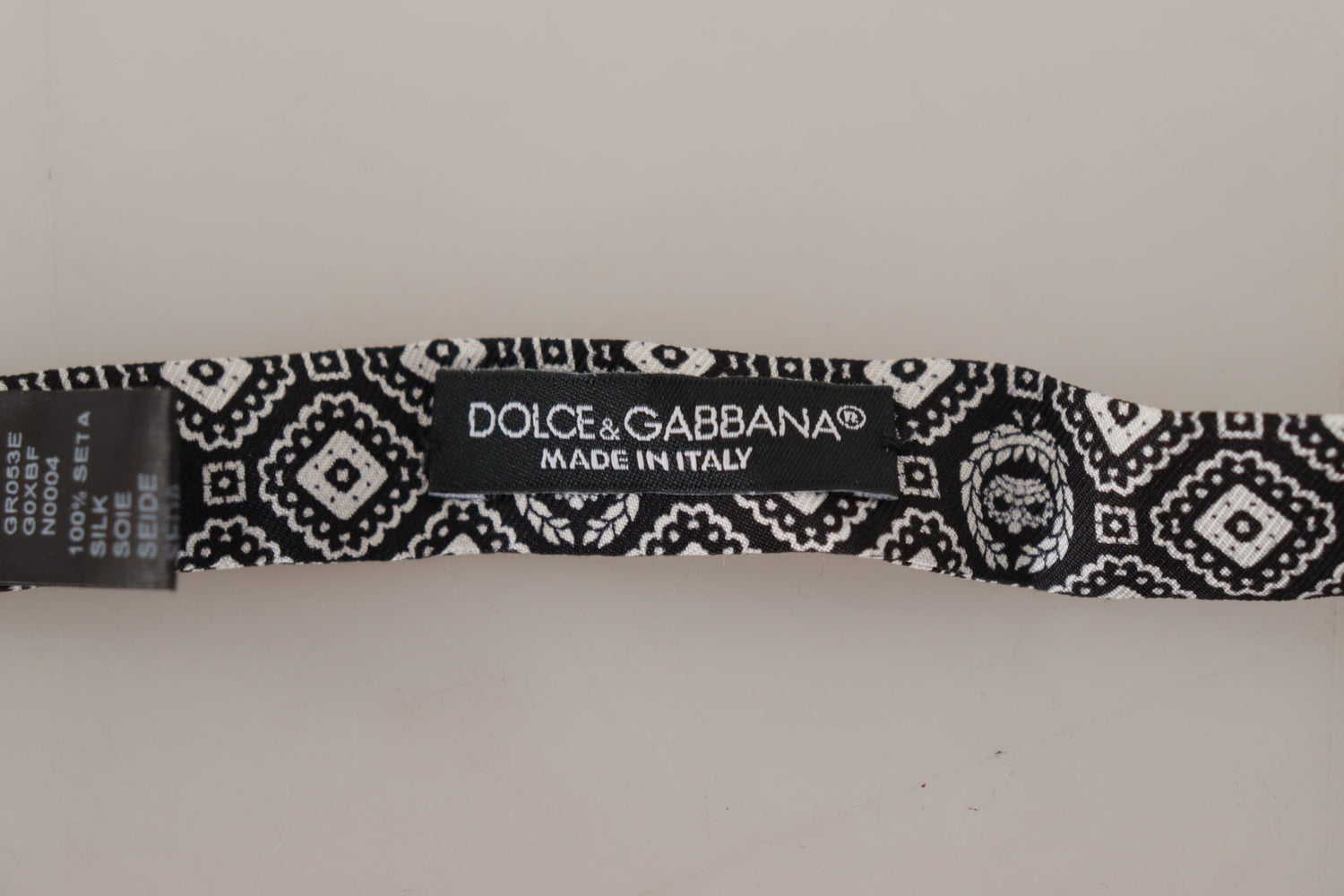Dolce &amp; Gabbana Black white 100% Silk Adjustable Neck Papillon Tie