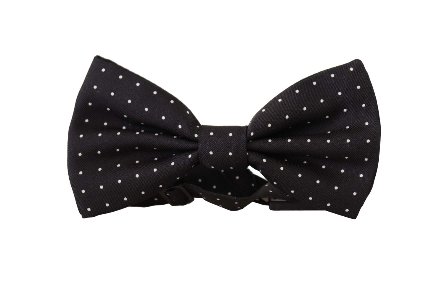 Dolce &amp; Gabbana Black White Polka Dot 100% Silk Neck Papillon Tie