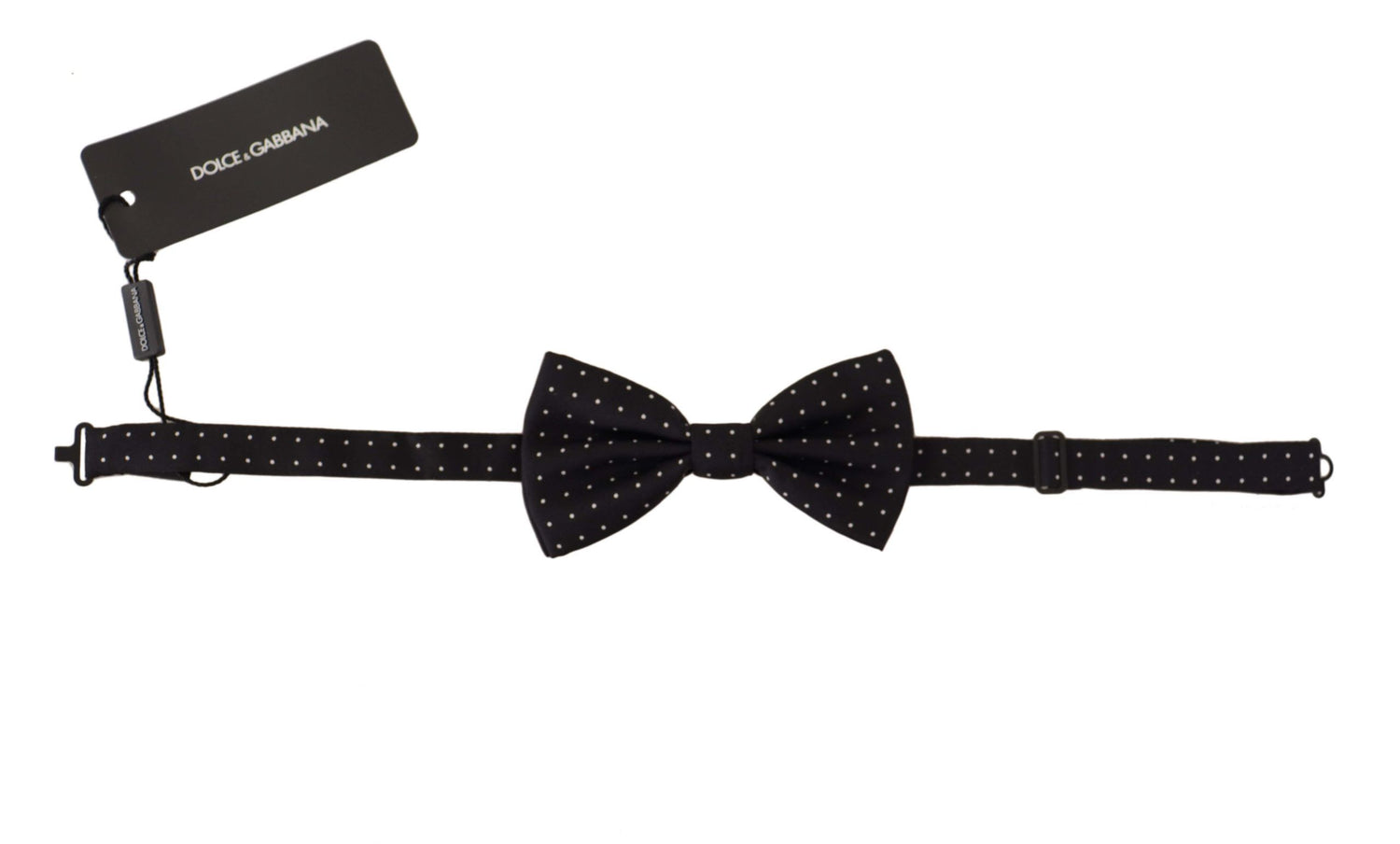 Dolce &amp; Gabbana Black White Polka Dot 100% Silk Neck Papillon Tie