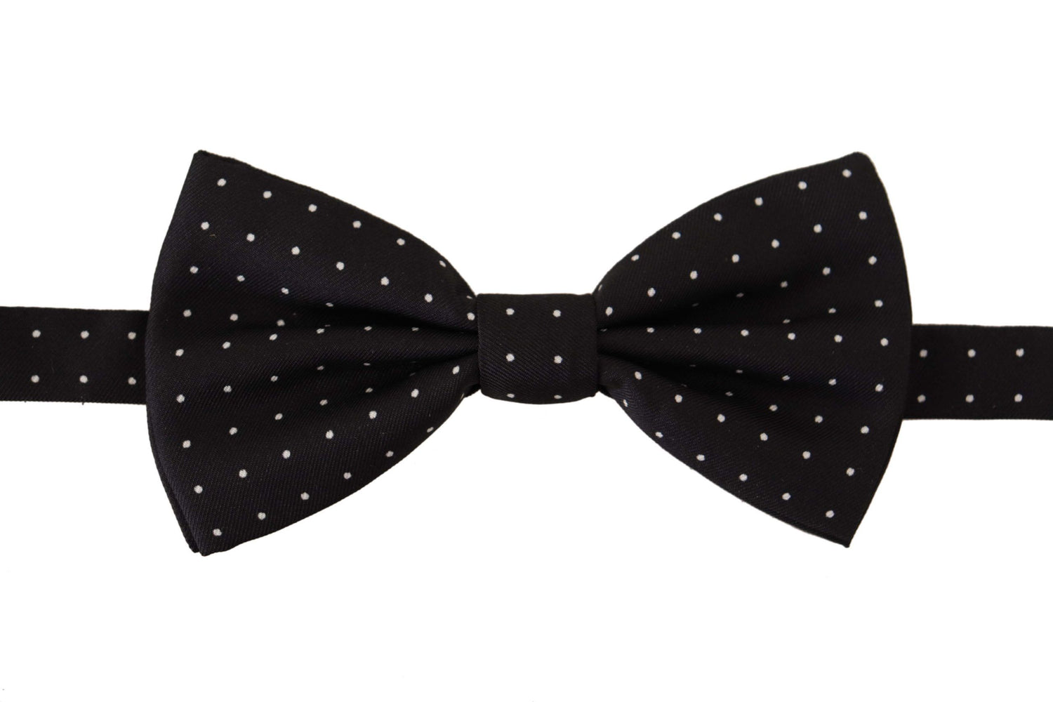 Dolce &amp; Gabbana Black White Polka Dot 100% Silk Neck Papillon Tie