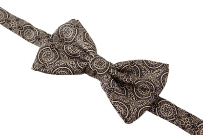 Dolce &amp;amp; Gabbana Svartvit 100% Siden Justerbar Halsringning Papillon Slips