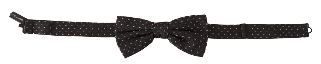 Dolce &amp; Gabbana Gray Polka Dot 100% Silk Neck Papillon Tie