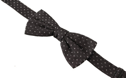Dolce &amp;amp; Gabbana Grå Prickig Slips i 100 % Siden med Halsringning och Papillonmönster
