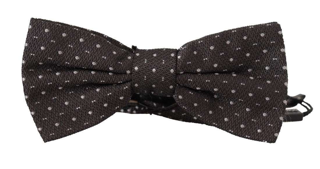 Dolce &amp; Gabbana Gray Polka Dot 100% Silk Neck Papillon Tie