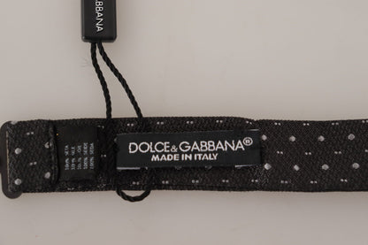 Dolce &amp;amp; Gabbana Grå Prickig Slips i 100 % Siden med Halsringning och Papillonmönster
