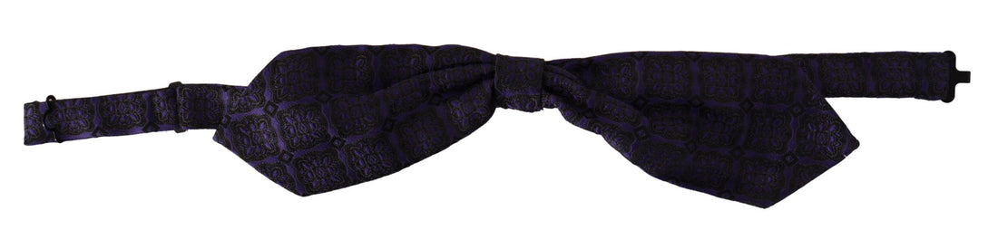 Dolce &amp; Gabbana Blue Geometric Silk Adjustable Neck Papillon Tie