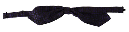 Dolce &amp; Gabbana Blue Geometric Silk Adjustable Neck Papillon Tie