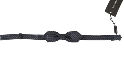 Dolce &amp; Gabbana Blue Gray Polka Dot 100% Silk Neck Papillon Tie