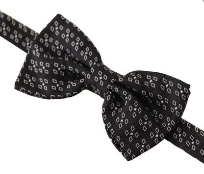 Dolce &amp; Gabbana Black White Polka Dot 100% Silk Neck Papillon Tie
