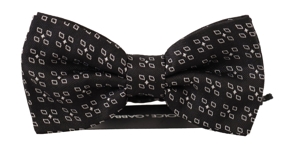Dolce &amp; Gabbana Black White Polka Dot 100% Silk Neck Papillon Tie