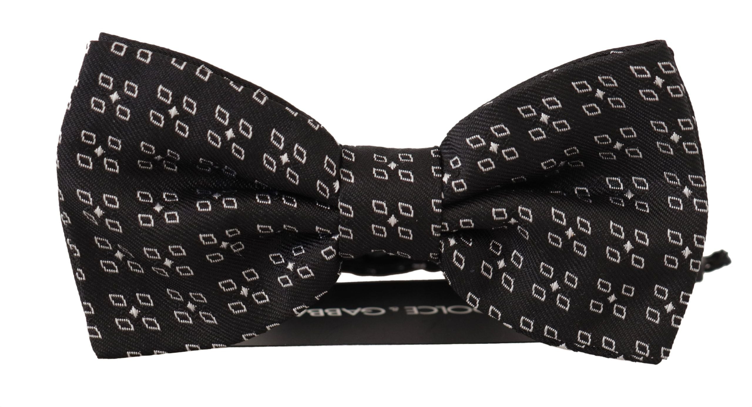 Dolce &amp; Gabbana Black White Polka Dot 100% Silk Neck Papillon Tie