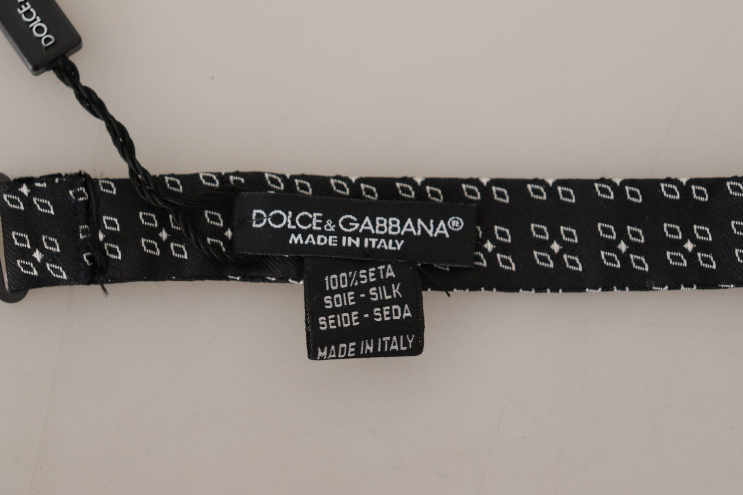 Dolce &amp; Gabbana Black White Polka Dot 100% Silk Neck Papillon Tie