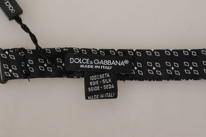 Dolce &amp; Gabbana Black White Polka Dot 100% Silk Neck Papillon Tie