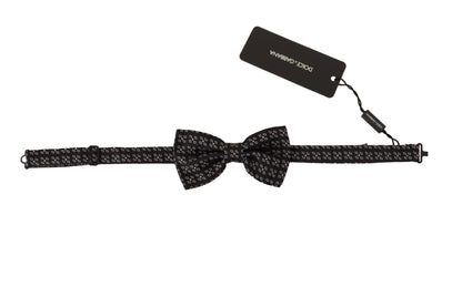 Dolce &amp; Gabbana Black White Polka Dot 100% Silk Neck Papillon Tie