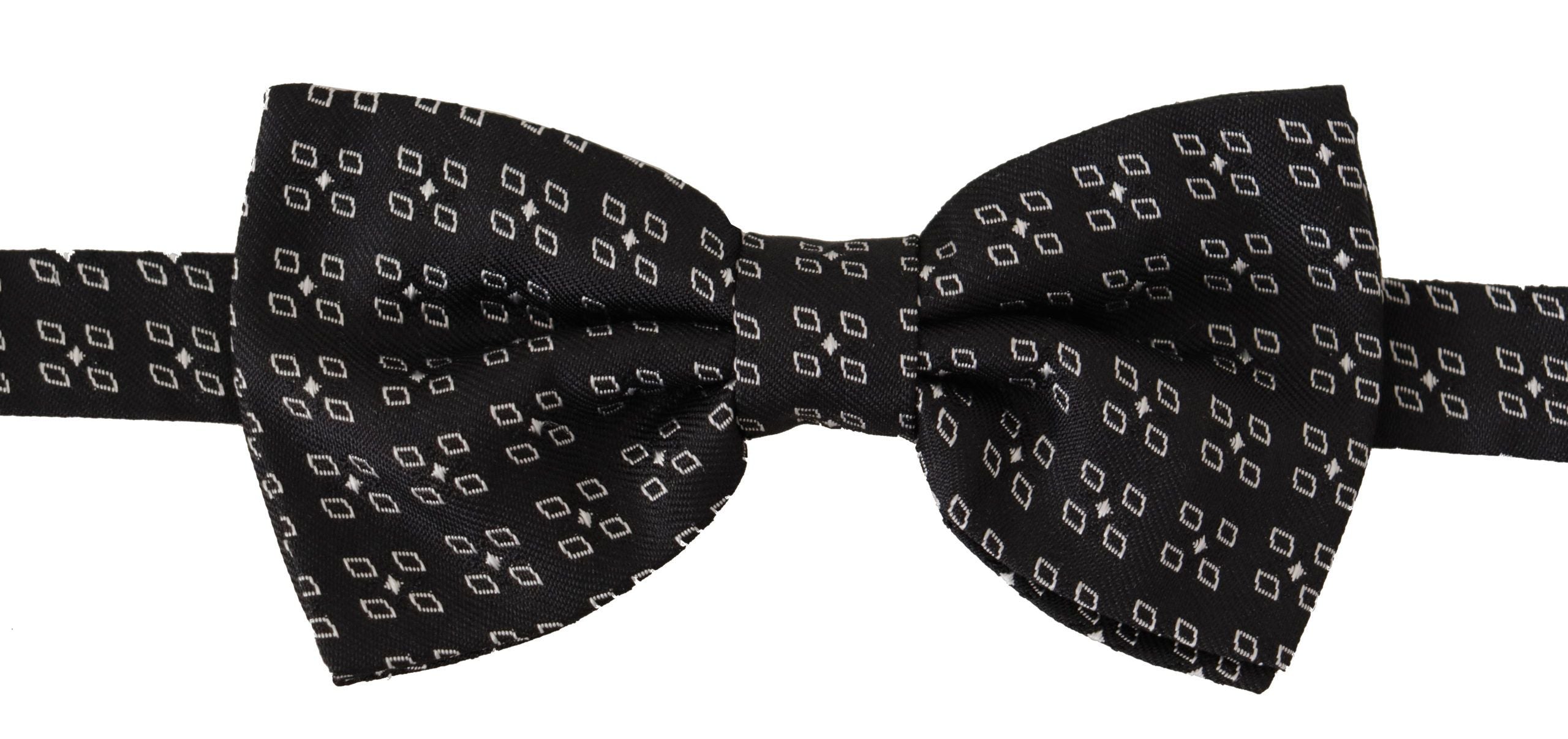Dolce &amp; Gabbana Black White Polka Dot 100% Silk Neck Papillon Tie