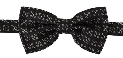Dolce &amp; Gabbana Black White Polka Dot 100% Silk Neck Papillon Tie