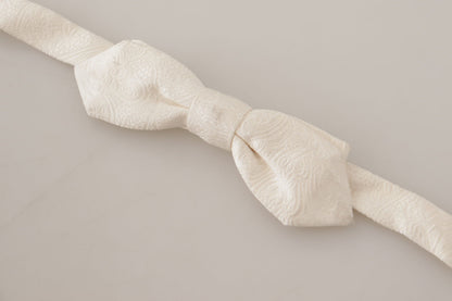 Dolce &amp; Gabbana White 100% Silk Slim Adjustable Neck Papillon Tie