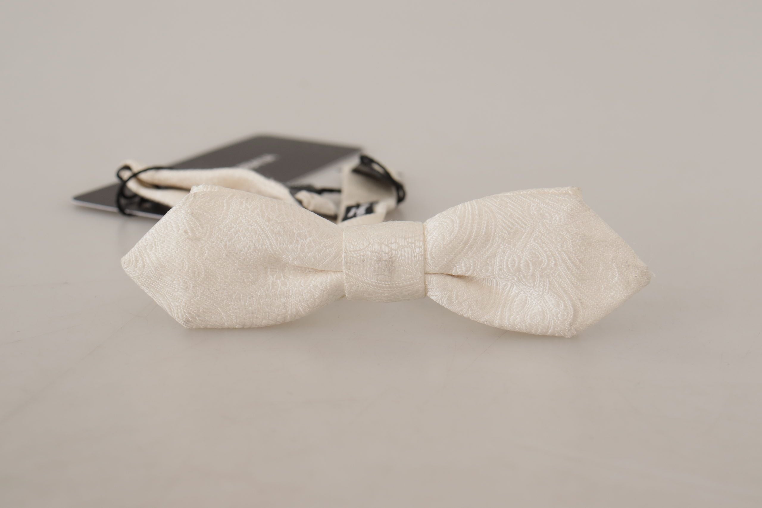 Dolce &amp; Gabbana White 100% Silk Slim Adjustable Neck Papillon Tie