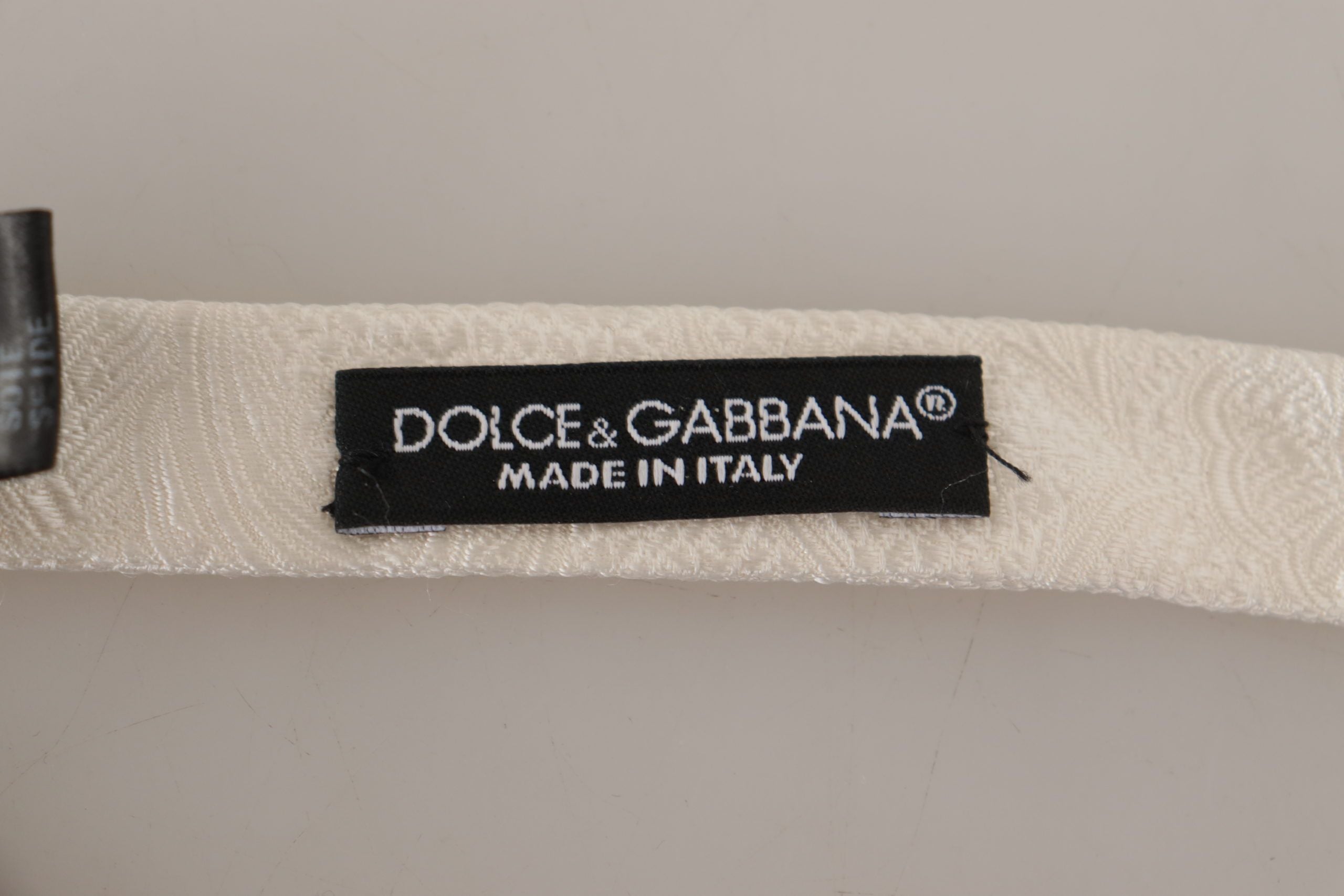 Dolce &amp; Gabbana White 100% Silk Slim Adjustable Neck Papillon Tie