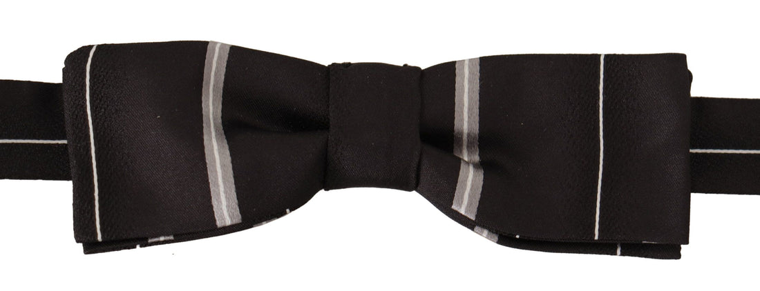 Dolce &amp; Gabbana Black Grey Lining 100% Silk Neck Papillon Tie