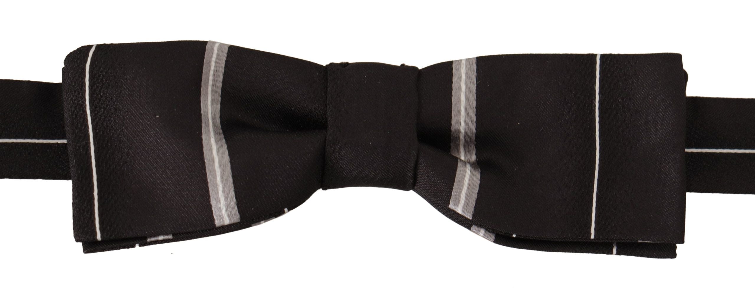 Dolce &amp; Gabbana Black Grey Lining 100% Silk Neck Papillon Tie