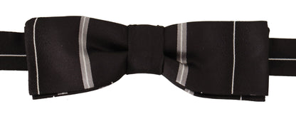 Dolce &amp; Gabbana Black Grey Lining 100% Silk Neck Papillon Tie