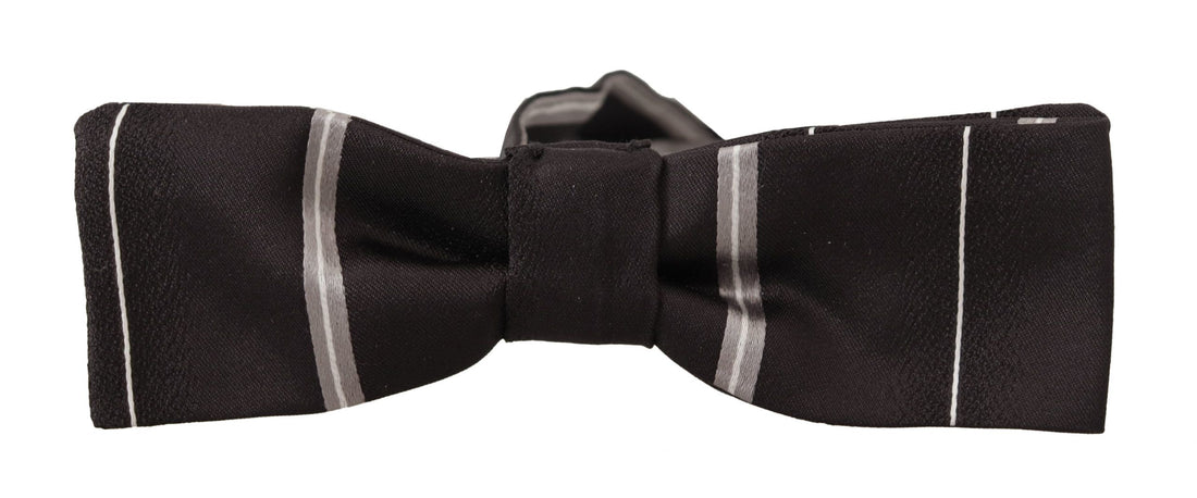 Dolce &amp; Gabbana Black Grey Lining 100% Silk Neck Papillon Tie