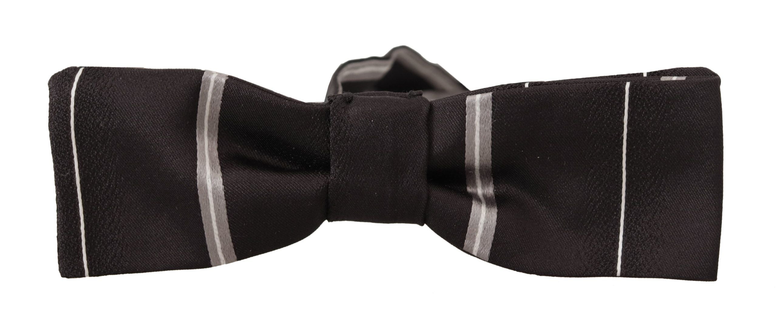 Dolce &amp; Gabbana Black Grey Lining 100% Silk Neck Papillon Tie