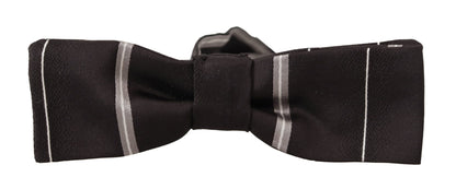 Dolce &amp; Gabbana Black Grey Lining 100% Silk Neck Papillon Tie