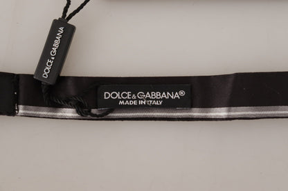 Dolce &amp; Gabbana Black Grey Lining 100% Silk Neck Papillon Tie