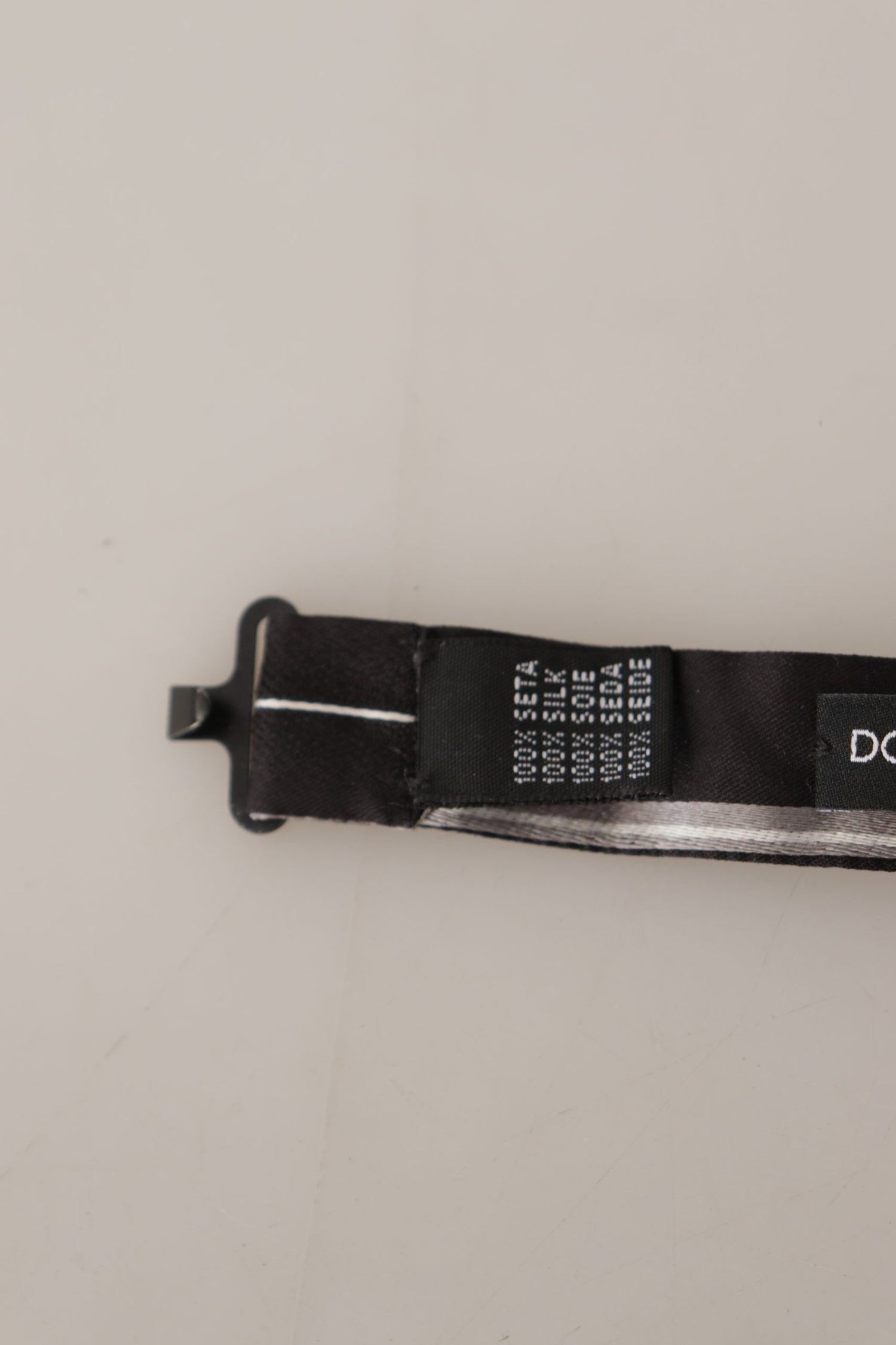 Dolce &amp; Gabbana Black Grey Lining 100% Silk Neck Papillon Tie