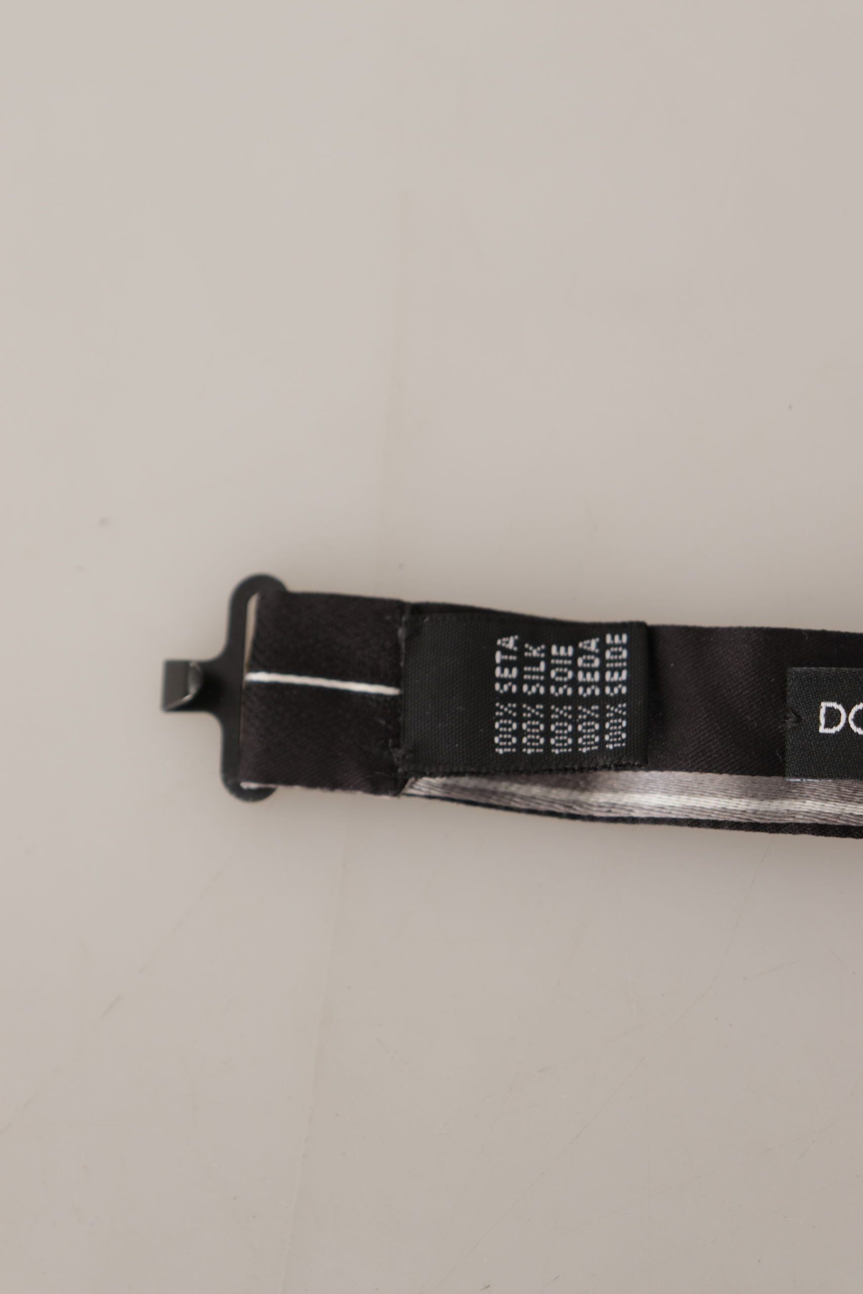 Dolce &amp; Gabbana Black Grey Lining 100% Silk Neck Papillon Tie