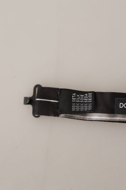 Dolce &amp; Gabbana Black Grey Lining 100% Silk Neck Papillon Tie