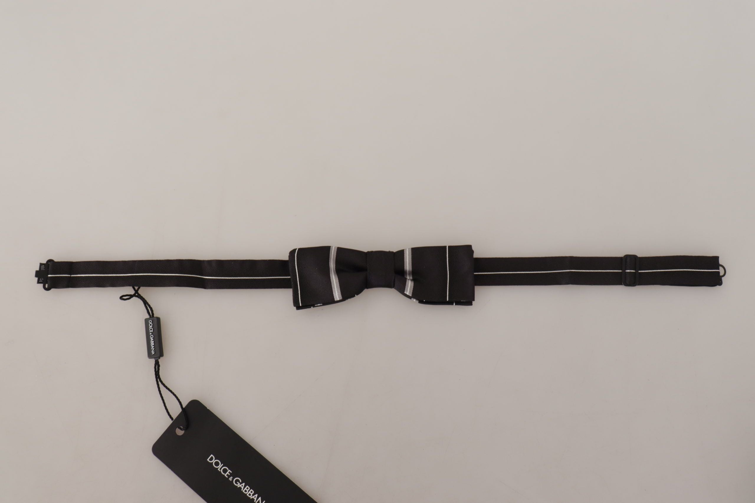 Dolce &amp; Gabbana Black Grey Lining 100% Silk Neck Papillon Tie