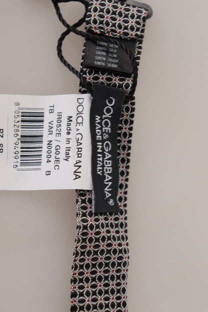 Dolce &amp; Gabbana Black White Flower Pattern Silk Neck Papillon Tie