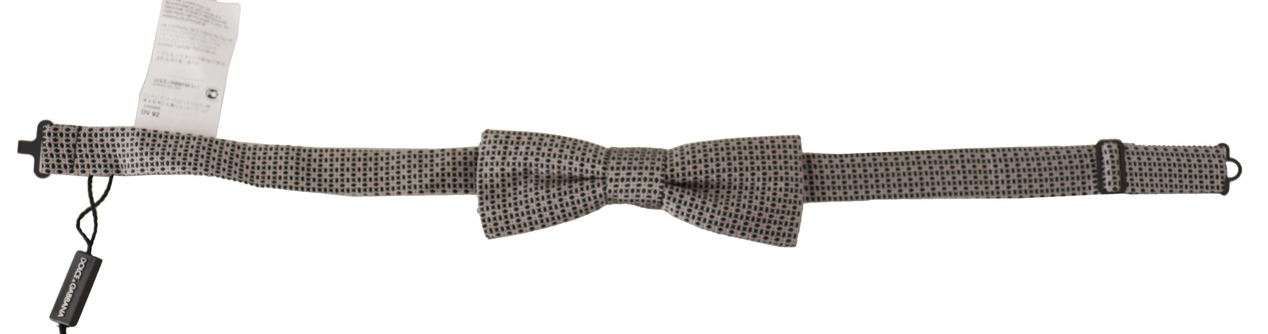 Dolce &amp; Gabbana Black White Flower Pattern Silk Neck Papillon Tie