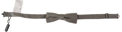 Dolce &amp; Gabbana Black White Flower Pattern Silk Neck Papillon Tie