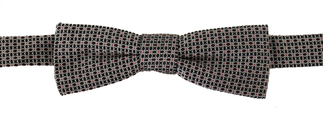 Dolce &amp; Gabbana Black White Flower Pattern Silk Neck Papillon Tie