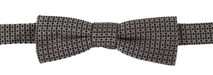 Dolce &amp; Gabbana Black White Flower Pattern Silk Neck Papillon Tie