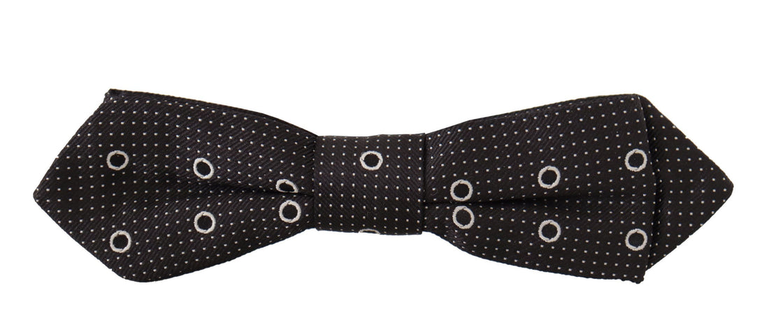 Dolce &amp; Gabbana Black White Polka Dot 100% Silk Neck Papillon Tie