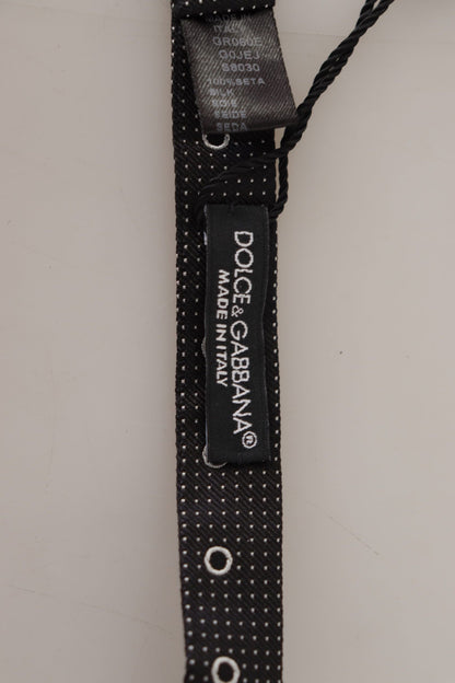 Dolce &amp; Gabbana Black White Polka Dot 100% Silk Neck Papillon Tie