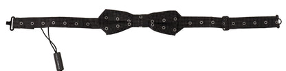Dolce &amp; Gabbana Black White Polka Dot 100% Silk Neck Papillon Tie