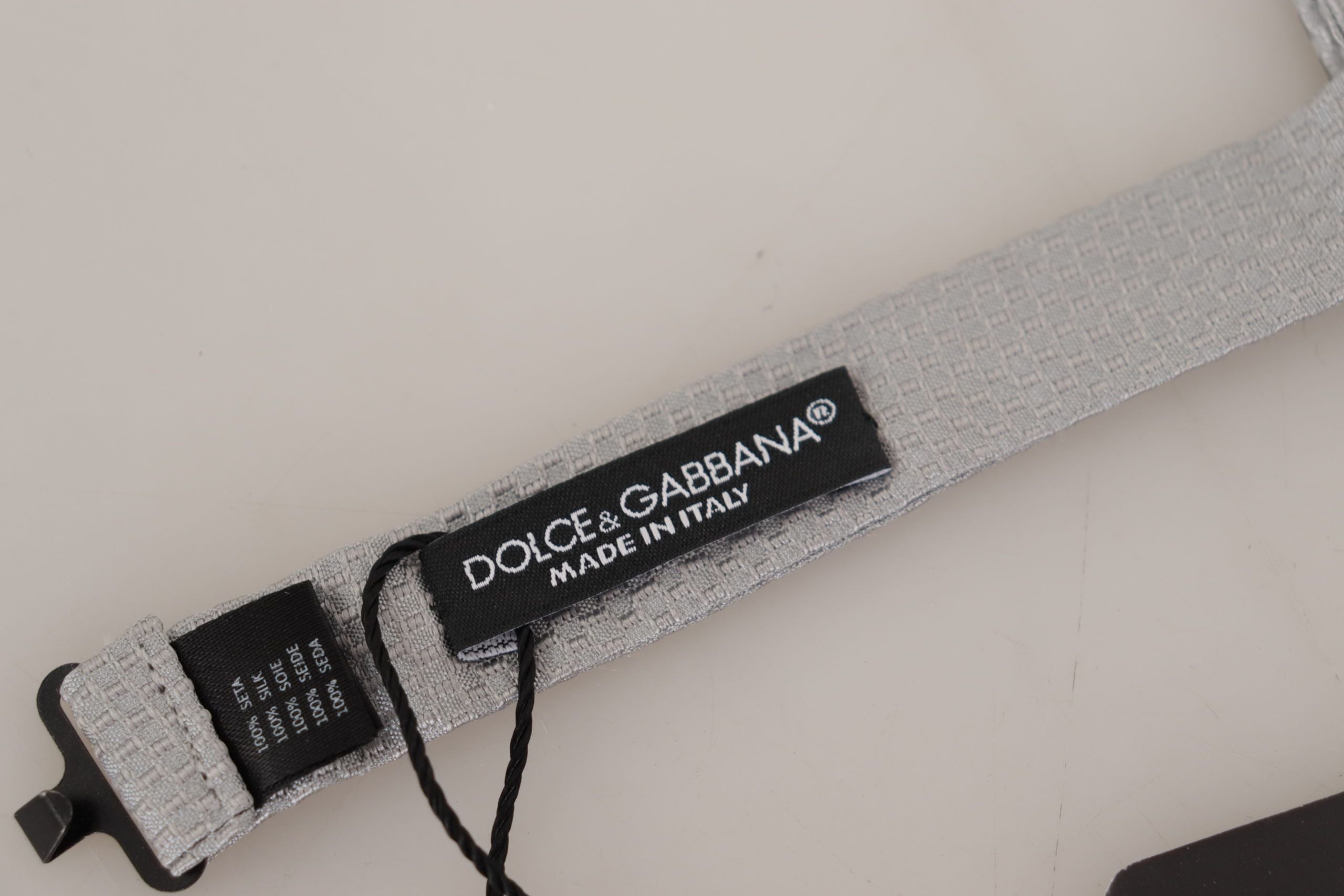 Dolce &amp; Gabbana Gray 100% Silk Adjustable Neck Papillon Tie