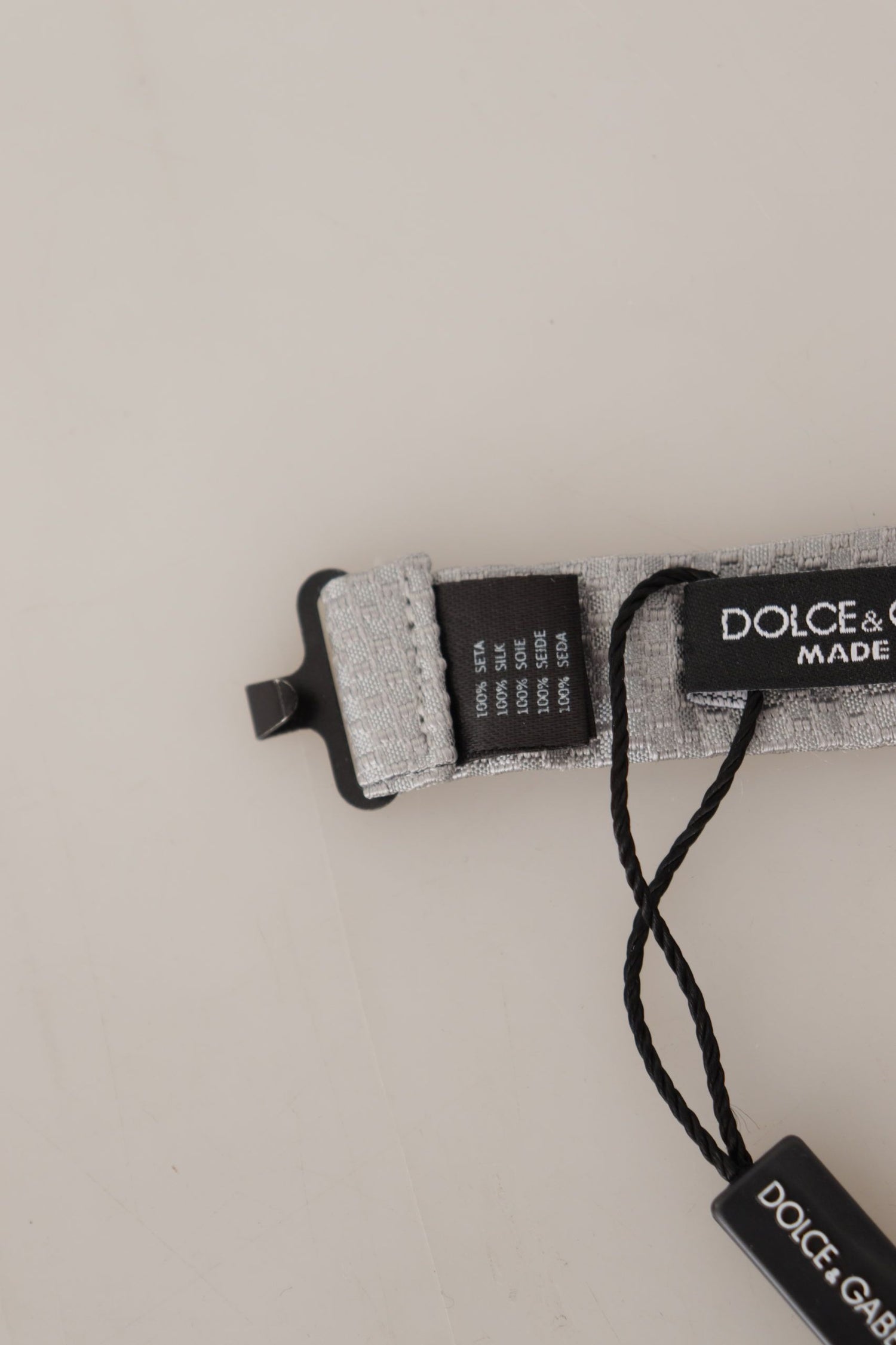 Dolce &amp; Gabbana Gray 100% Silk Adjustable Neck Papillon Tie