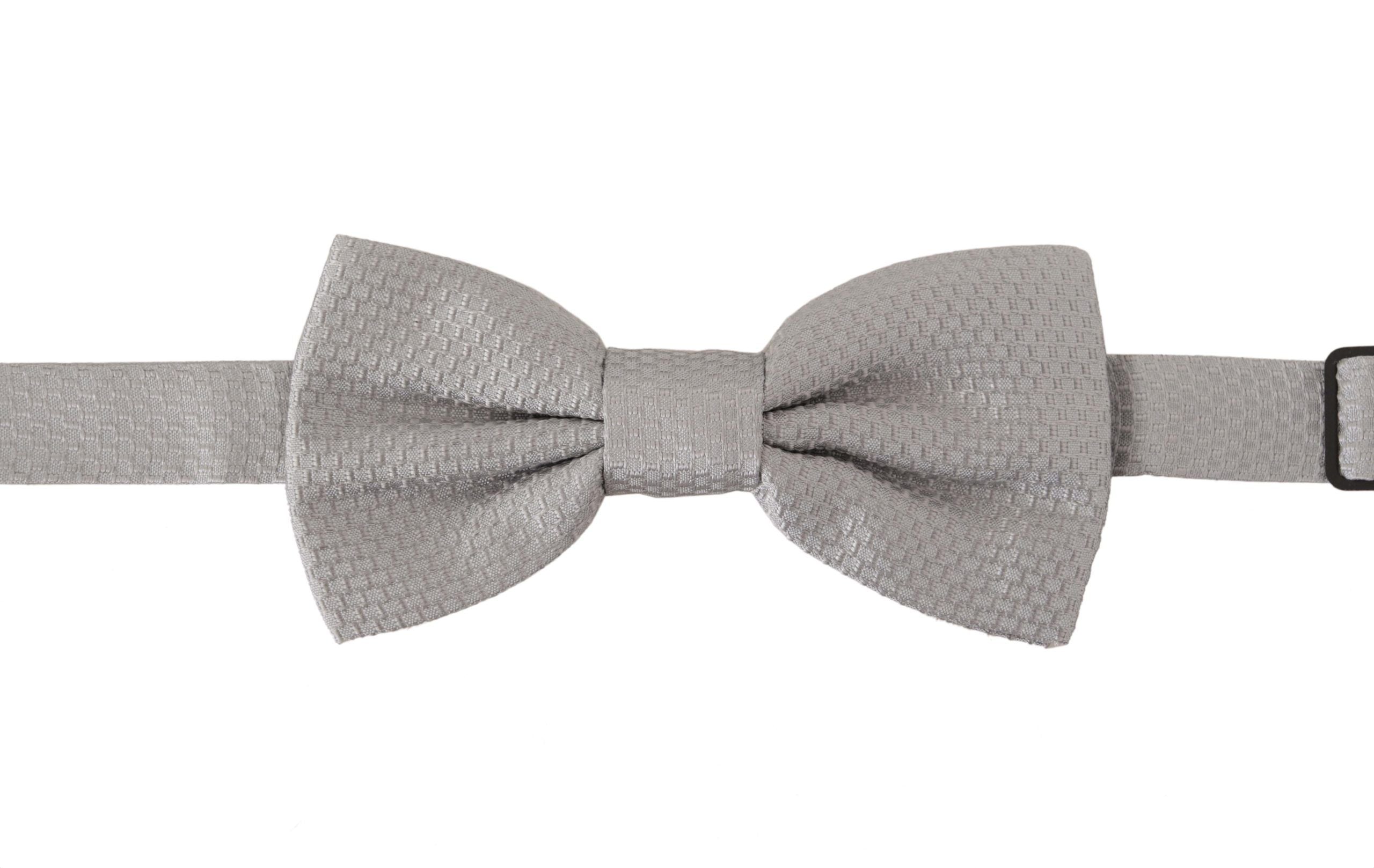 Dolce &amp; Gabbana Gray 100% Silk Adjustable Neck Papillon Tie