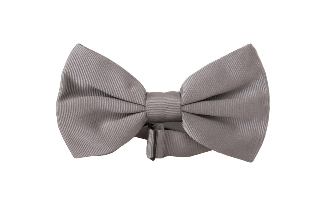 Dolce &amp; Gabbana Gray 100% Silk Adjustable Neck Papillon Tie