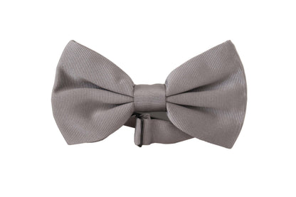 Dolce &amp; Gabbana Gray 100% Silk Adjustable Neck Papillon Tie