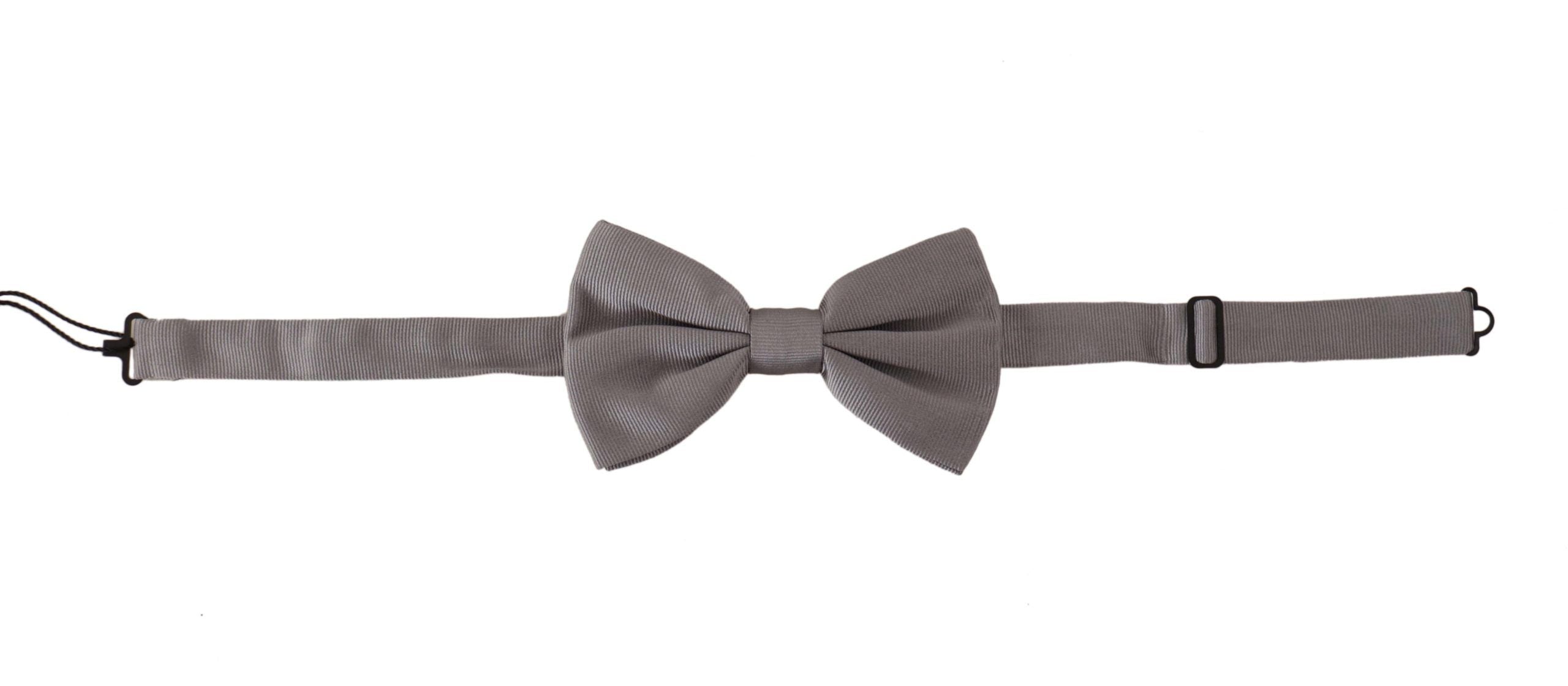 Dolce &amp; Gabbana Gray 100% Silk Adjustable Neck Papillon Tie